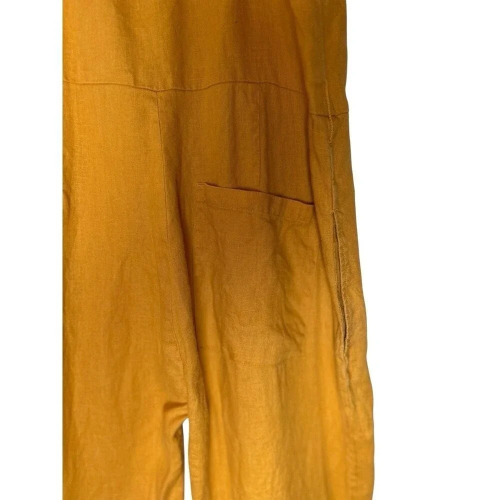 EVERLANE Linen Jumpsuit Wide Leg Square Neck Pockets Size 0 Preppy Granola Artsy